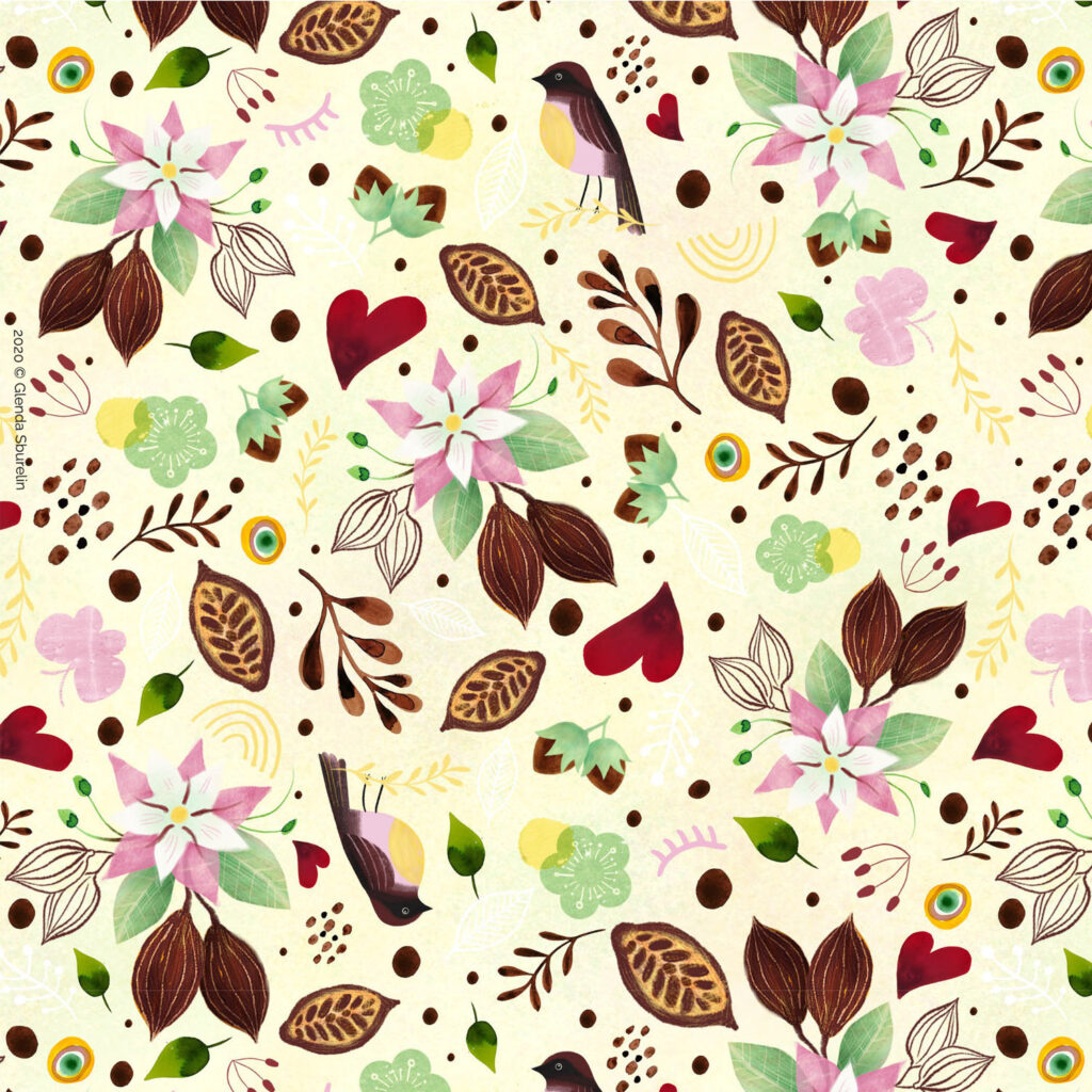 pattern design per food packaging Glenda Sburelin watercolor