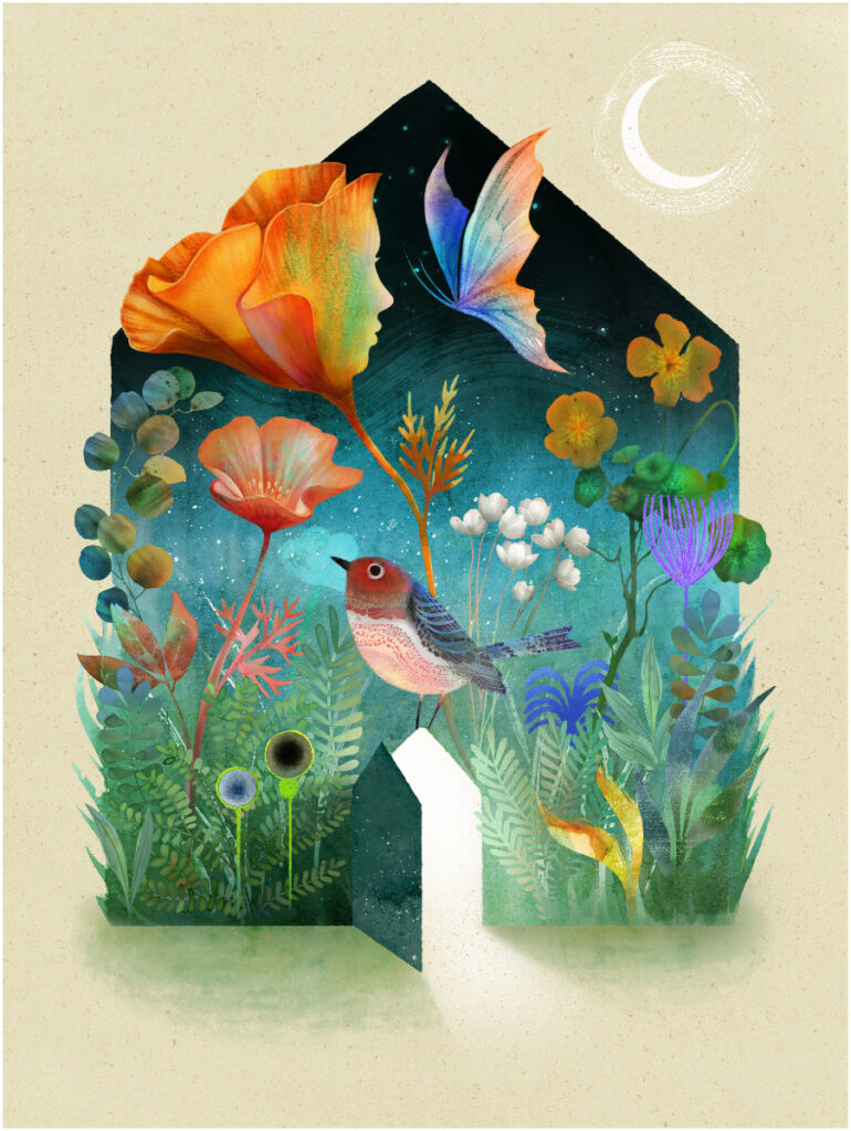 L'Amore accoglie illustrazione per 50esimo di matrimonio nozze d'oro